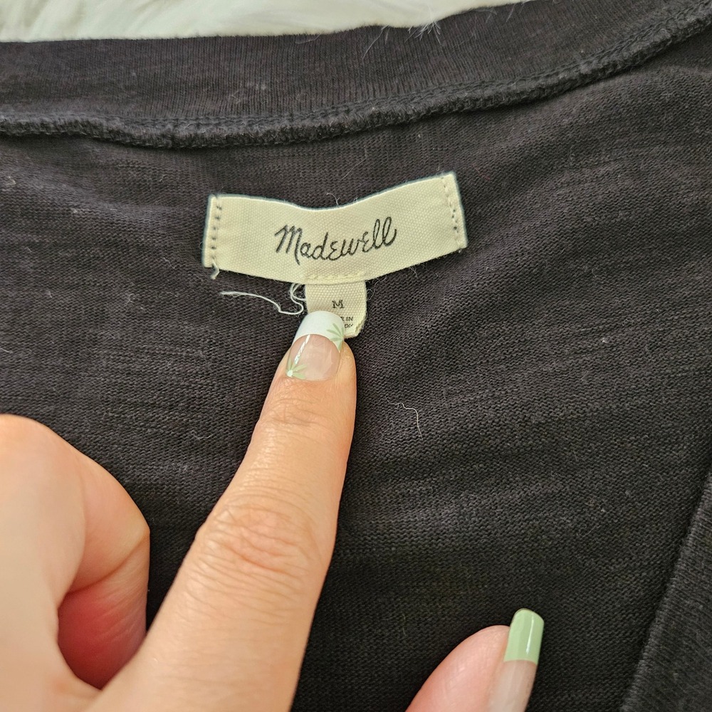 Madewell Womens V-Neck Midi Dress Charcoal Gray Sleeveless Side Slit Size M - Picture 3 of 7